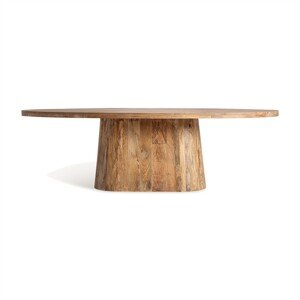 Estila Luxusní moderní konferenční stolek Malen v oválném tvaru s venkovským nádechem z masivního dřeva v hnědé barvě 250 cm