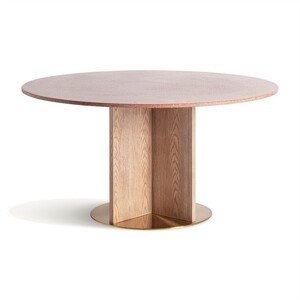 Estila Luxusní Art-deco kulatý jídelní stůl Caya s povrchovou terrazzo deskou s podstavou z dubového masivu 150cm