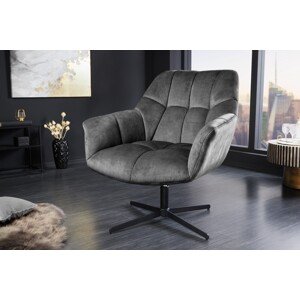Estila Designová otočná výškově nastavitelná židle Mariposa v šedé barvě s čalouněným potahem 89 cm