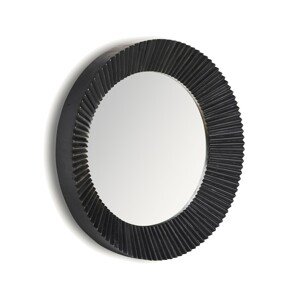Estila Luxusní moderní černé kulaté nástěnné zrcadlo Plissé Nero se skládaným designem rámu 92 cm