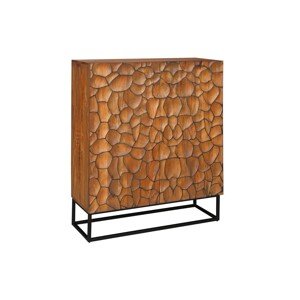 Estila Designová hnědá barová skříňka Timanfaya z dekorativní mozaikou z mangového dřeva 120 cm