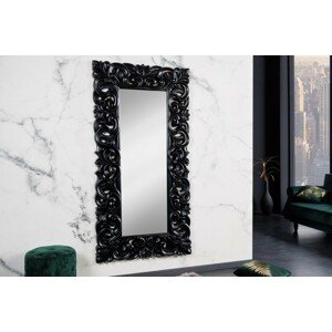 Estila Luxusní nástěnné zrcadlo Muriel obdélníkového tvaru s vyřezávaným rámem v matné černé barvě 180cm