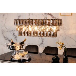 Estila Luxusní závěsná lampa Leontin z kovu a křišťálu stříbrné barvy 127cm