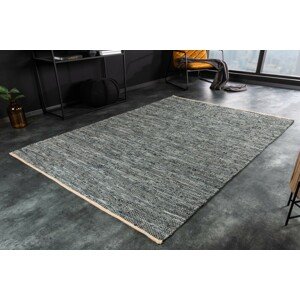 Estila Designový obdélníkový koberec Mare z kožených a konopných vláken modrošedé barvy 230cm