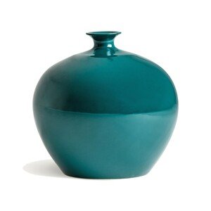 Estila Designová keramická váza Berat kulatého tvaru tyrkysové barvy 34cm