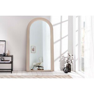 Estila Art deco designové zrcadlo Swan obloukového tvaru s béžovým kaskádovým rámem 160cm