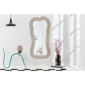 Estila Asymetrické designové zrcadlo Swan s polyuretanovým rámem ve světle béžové barvě s kaskádovým efektem 100cm