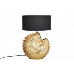 Estila Designová stolní lampa Alexa v art deco stylu se zlatou podstavou a černým kulatým stínítkem 63cm