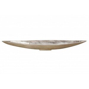 Estila Designový tác Sorento ve tvaru listu z kovu ve stříbrném provedení 80cm