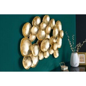 Estila Art deco designová nástěnná dekorace Amren s ozdobnými kovovými plíšky zlaté barvy 100cm