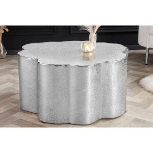 Estila Art deco kovový konferenční stolek Stobio ve stříbrné barvě bez nožiček 73cm